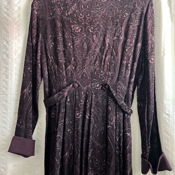Plaza South Vintage 90s Women's Purple Paisley Dress Size 10P - Picture 13 of 16